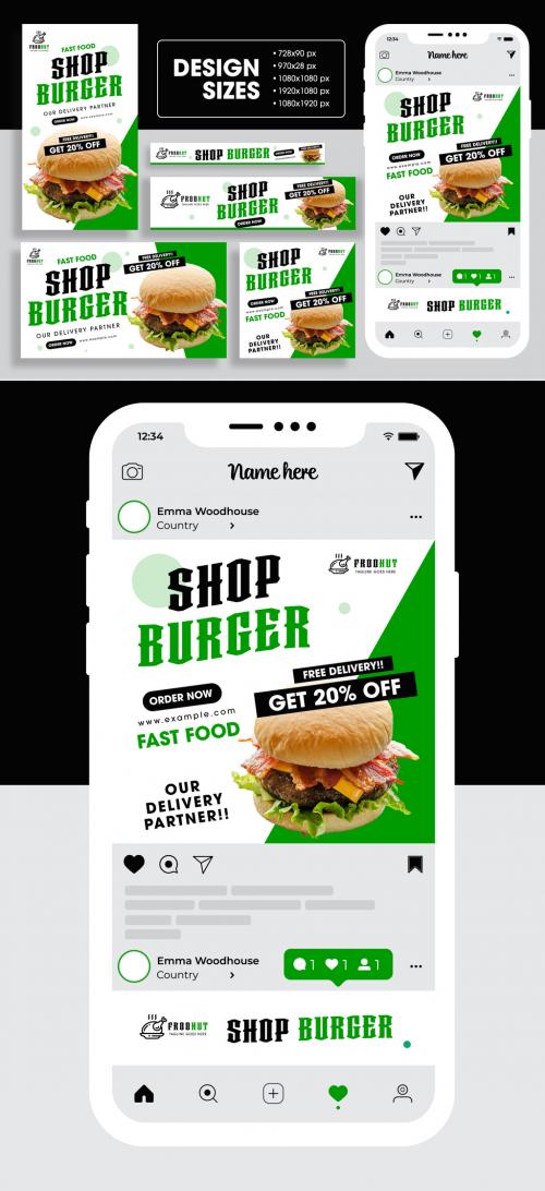 Shop Burger Web Banner Ads Set 553709938