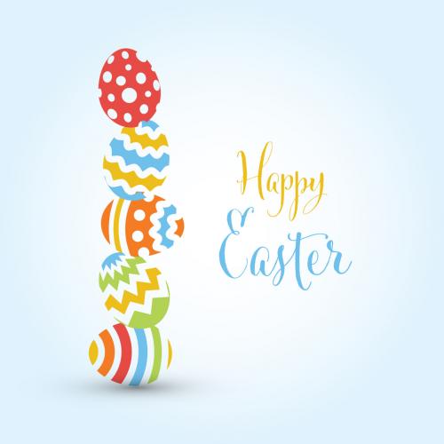Simple Easter Card Template with Decorated Easter Eggs 484043466