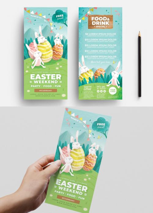 Easter Flyer Layout with Cute Egg and Rabbit Illustrations 330812863
