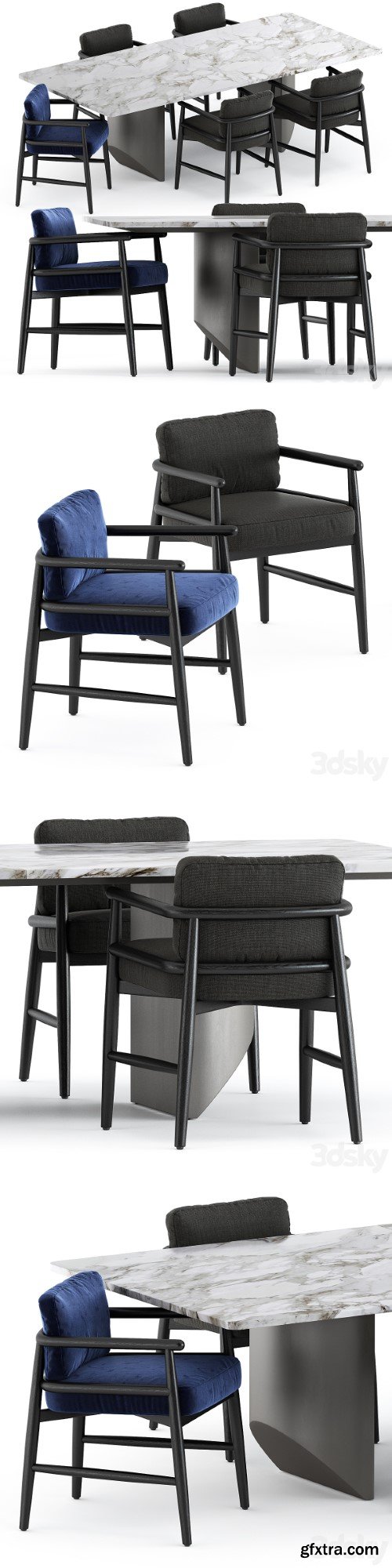 Teresina chair by Meridiani and Wedge Table by Minotti