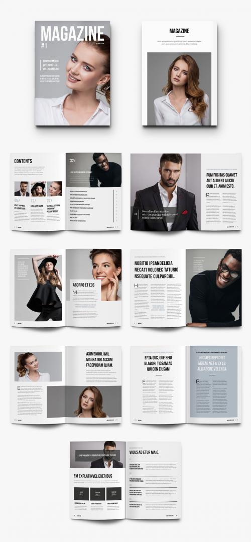 Magazine Layout with Black and White Accents 270439605