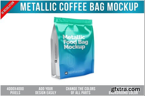 Metallic Coffee Bag Mockup HP8MCUV