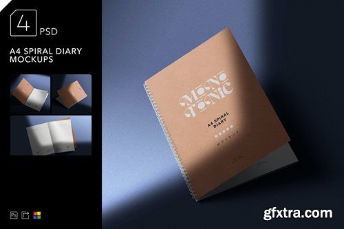 A4 Spiral Diary Mockups HG5CCL8