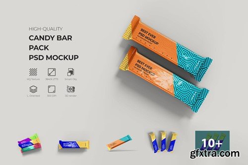 Candy Bar Flow Pack Packaging Mockup 9JFU8R5