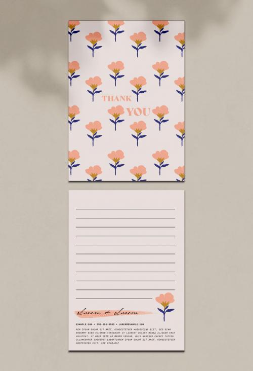 Floral Thank You Card with Back Design 588362203