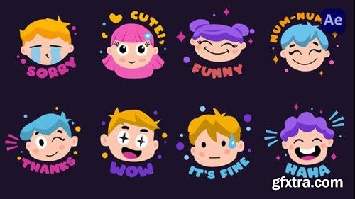 Videohive Face Expressions Emoji stickers [After Effects] 46106356