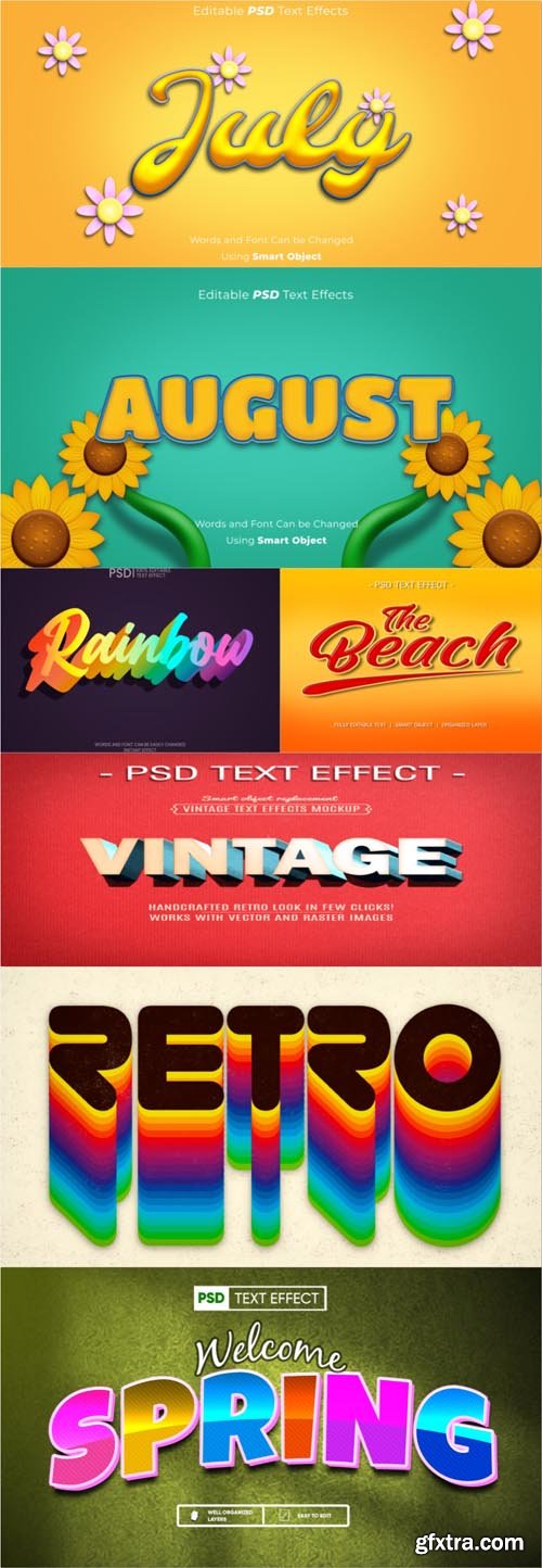 Vintage psd text style effect set