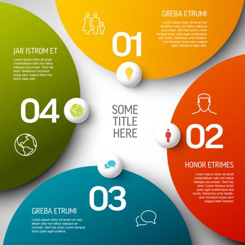Abstract schema template with four circle sections / steps 578778534