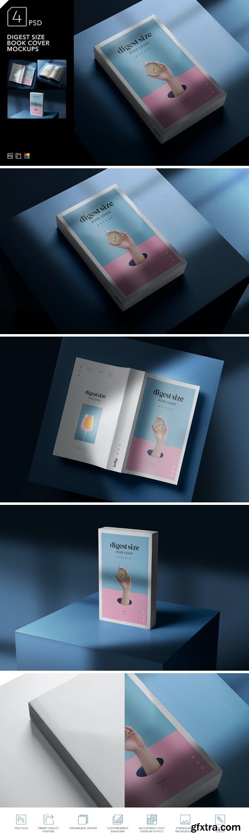 Digest Size Book Cover Mockups ZFNXPMG