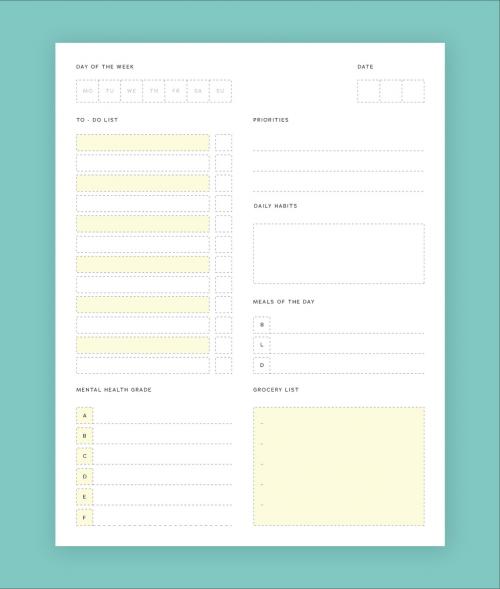 Daily Planner Layout With Yellow and White Colors 593559593