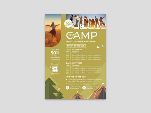 Modern Church Youth Summer Camp Flyer Poster 466577449