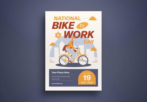 White Flat Design National Bike to Work Day Flyer Layout 588267263
