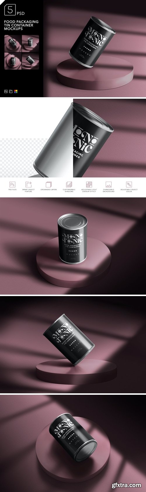 Food Packaging Tin Container Mockups L737UY4