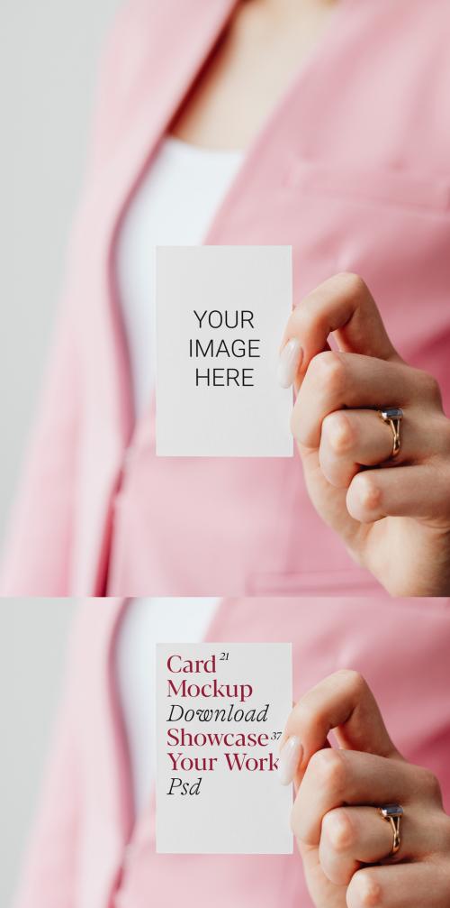 Business Women Holding Business Card Mockup 591789437