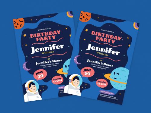 Astronaut Theme Invitation Kids' Birthday Layout 344947230
