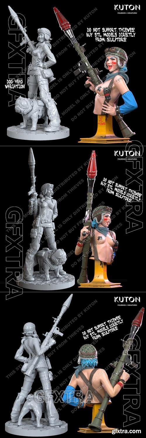 Kuton - Bazooka Girl Figure and Bust – 3D Print Model
