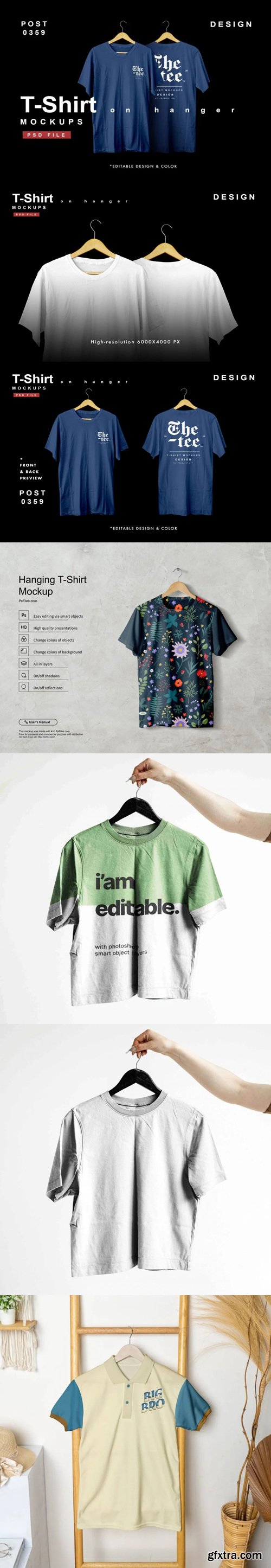 Hanging T-Shirt PSD Mockups Templates Collection