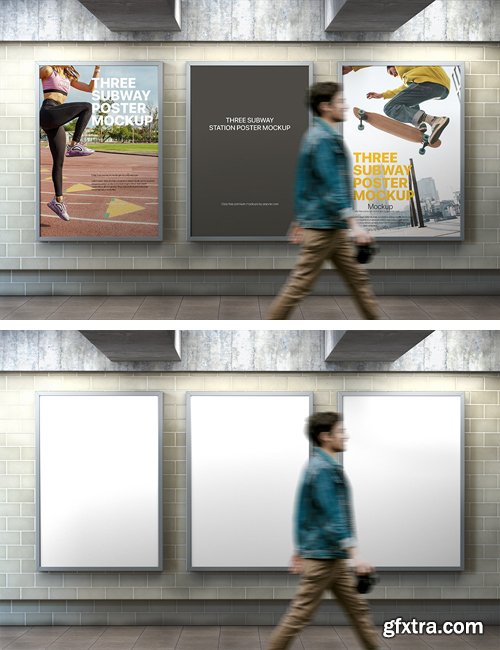 Subway Station Posters PSD Mockups Templates
