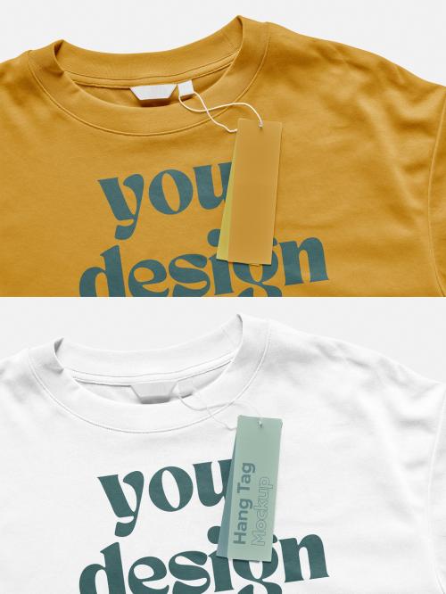 Mockup of customizable color garment with customizable tags labels 582963496