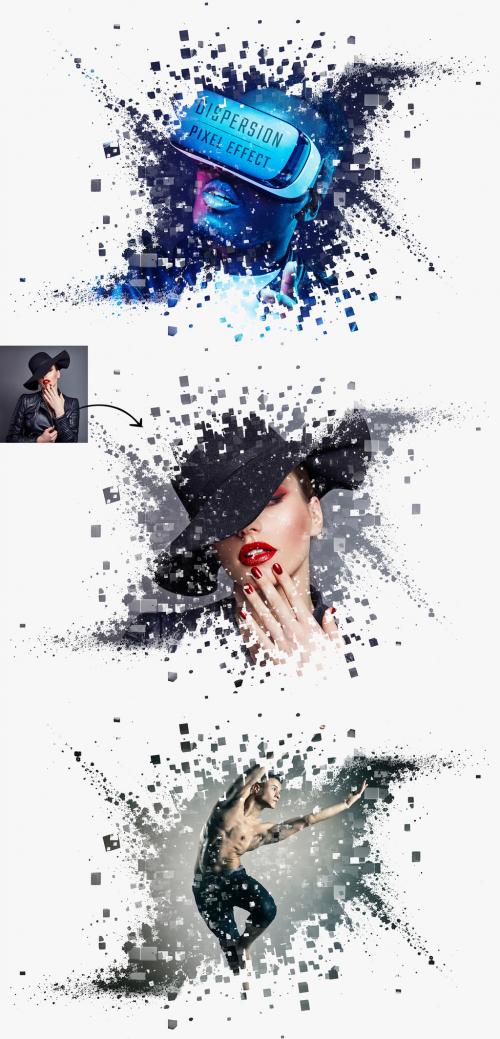 Dispersion Photo Effect with Pixels Decomposition Mockup 586979444