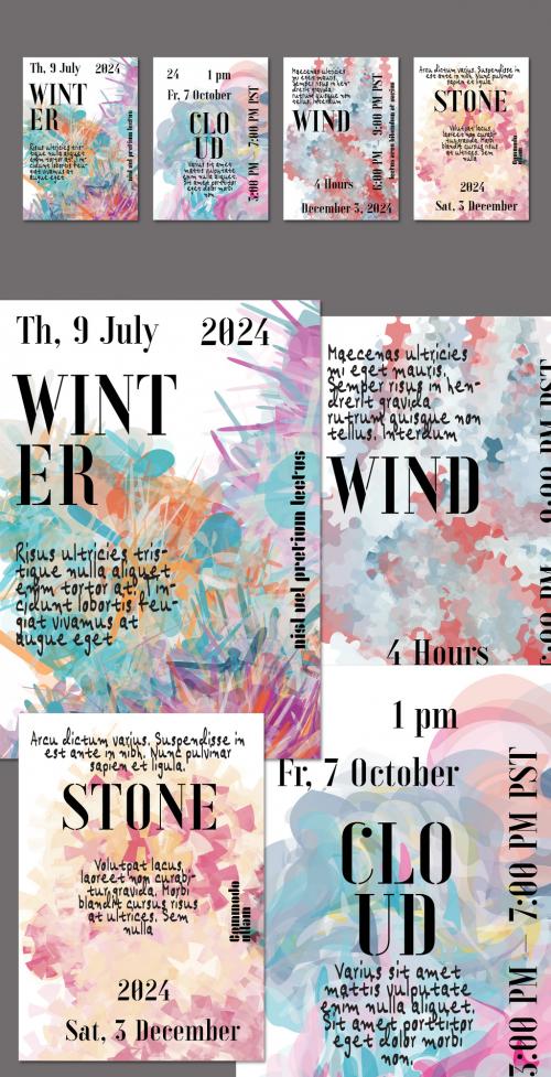 A4 Flyer With Transparent Overlapping Shapes Creating Vector Watercolor Effect Art Event Template 581558902