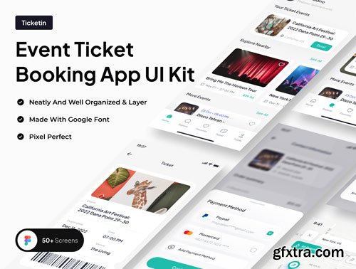 Ticketin - Event Ticket Booking App UI Kit Ui8.net