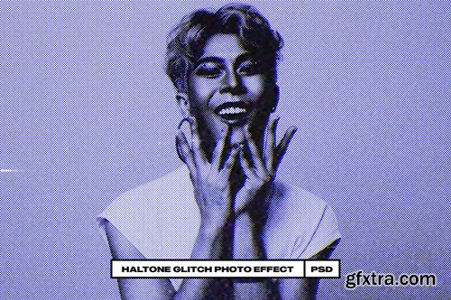 Halftone Glitch Photo Effect 87KV6PU