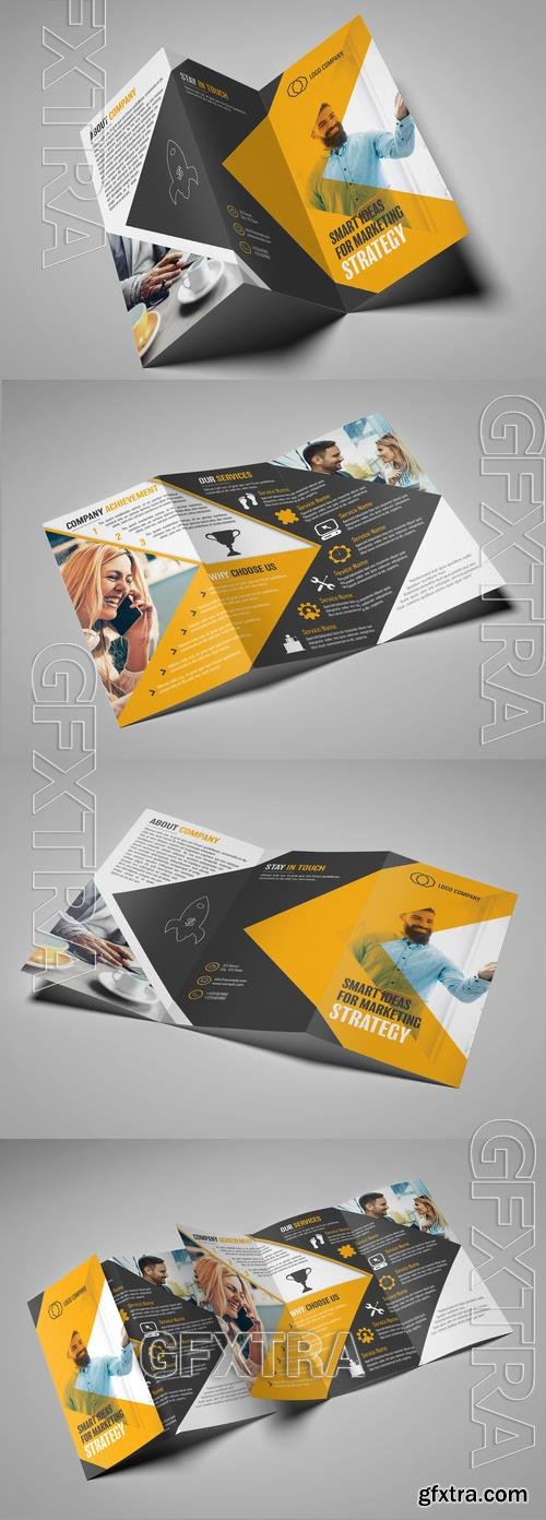 Dark Gray and Yellow Trifold Brochure Layout 208807785