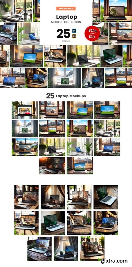 25 Laptop Mockups | MEGA BUNDLE 71162499