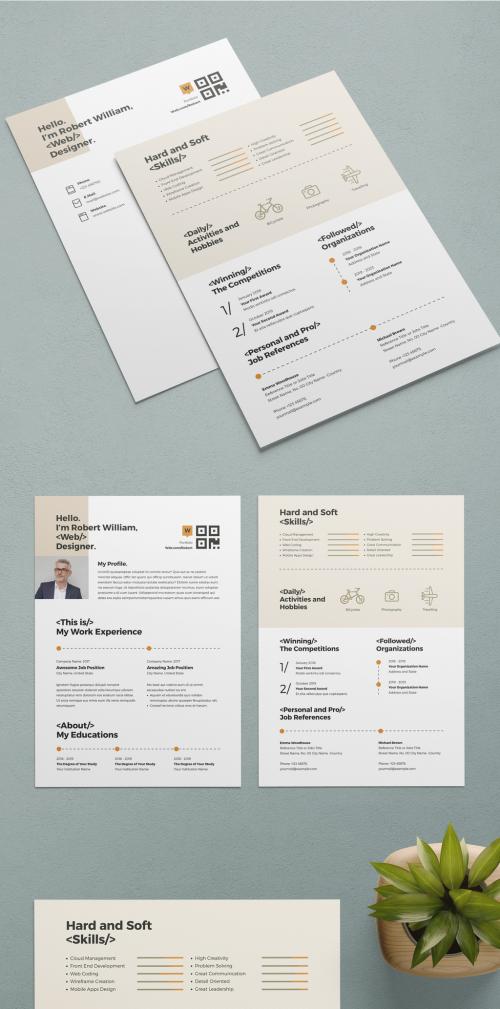 Resume Layout Template with Brown Accents 578198687