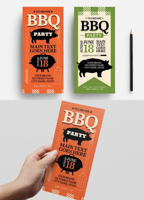 Bbq Cookout Flyer with Silhouette Illustrations 329912285