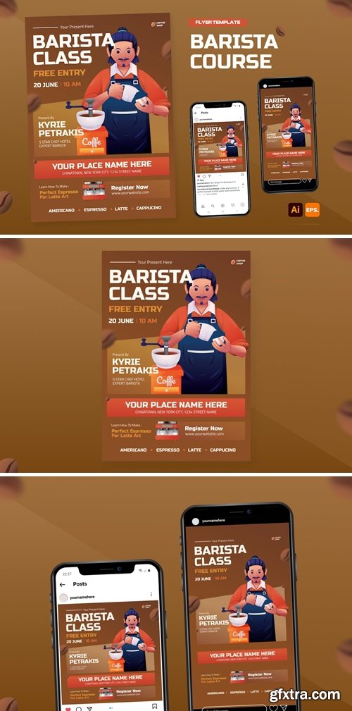 Barista Course Training Flyer Template 7H9UYXB
