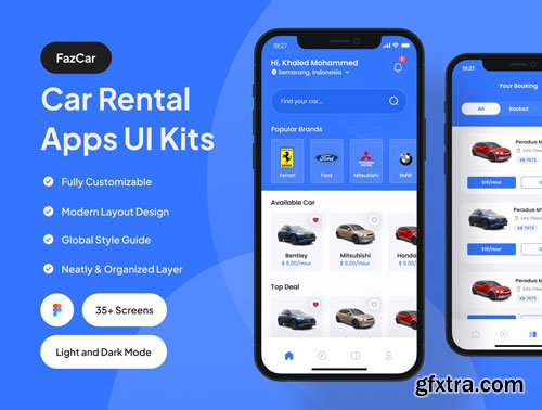 FazCar - Car Rental App UI Kit Ui8.net