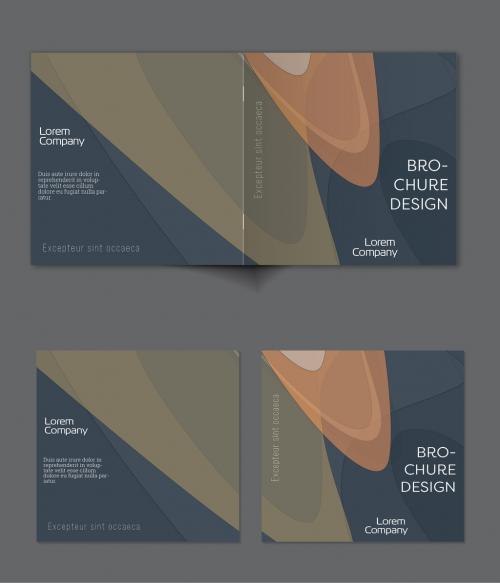 Brochure Cover Layout with Abstract Overlapping Pastel Transparent Shapes 595612799