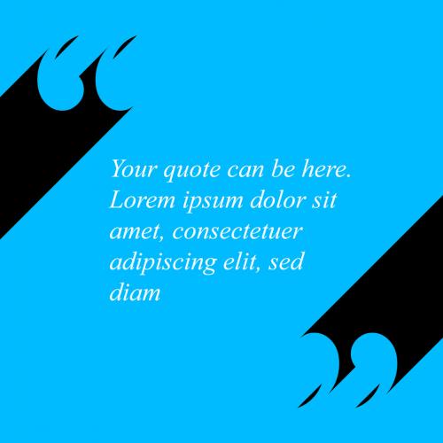 Minimalistic blue quote template with quotation marks and long shadow 596657606