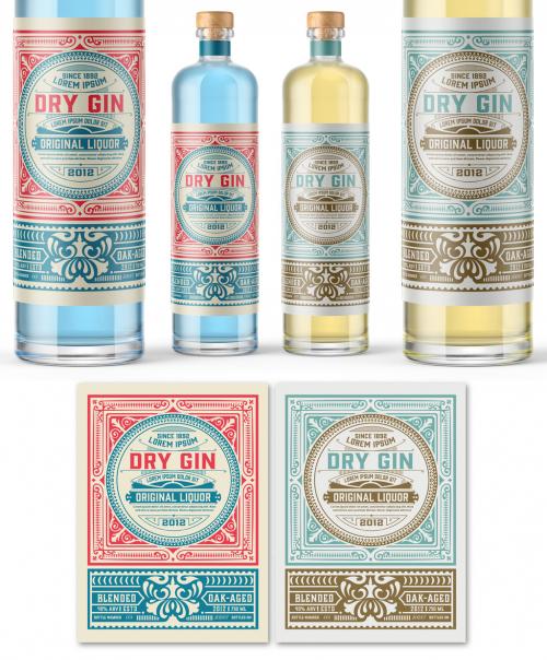 Vintage Gin Label Packaging Layout  301438115