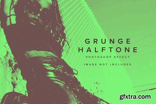 Green Grunge Halftone PSD Photo Effect BQ9ZN32