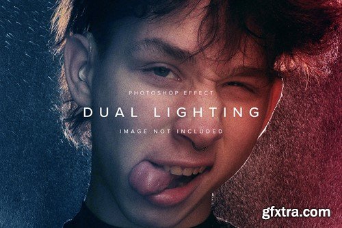 Red and Blue Dual Lighting PSD Photo Effect JWHYHNA