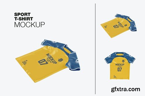 Set Flat Soccer Men’s Sports T-shirt Mockup SXPU76W