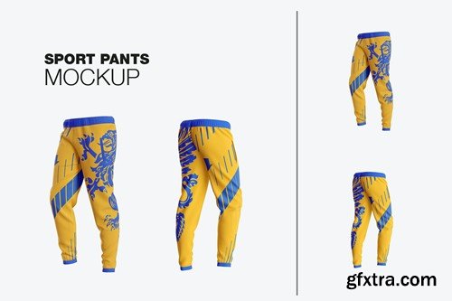 Set Men\'s Sport Pants Mockup. Back Side 7G5BTRZ