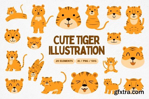 Cute Tiger Illustration YU2P2A9