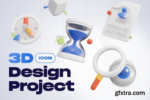 Creative Design Project & Time Management 3D Icons C97PT6P