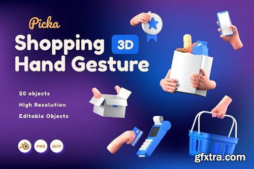 Shopping Hand Gesture 3D DXA9TCE