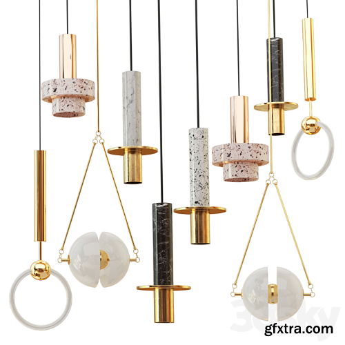 Set from four suspendeds chandeliers in modern style