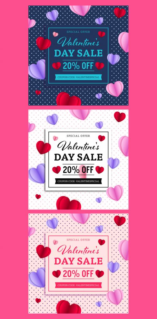 Three Valentine's Day Sale Social Media Post Layouts 245406942