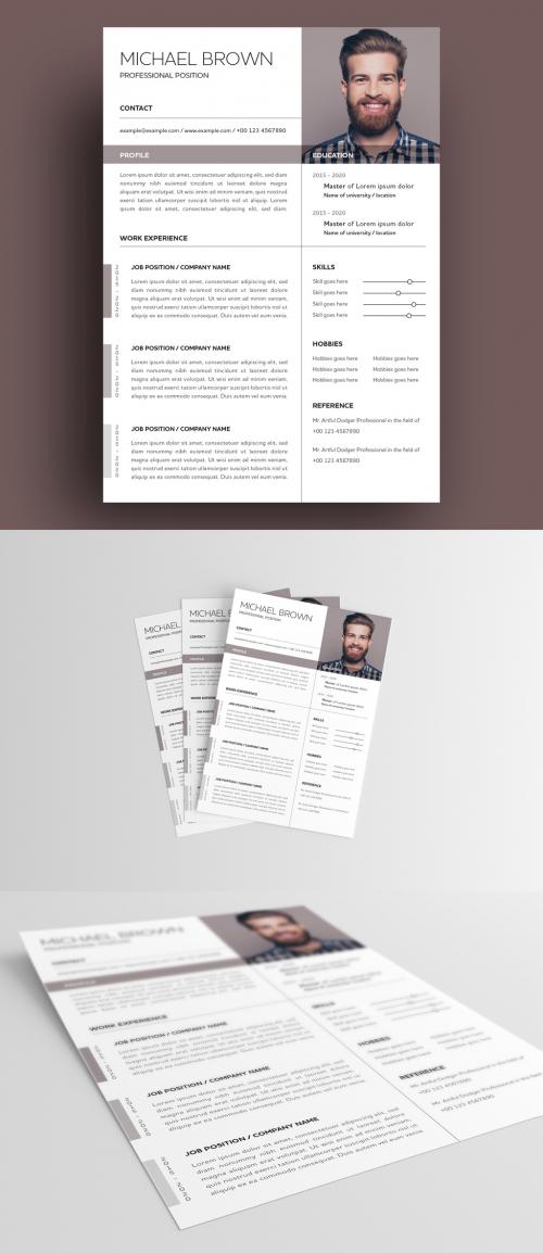 Elegant Resume Layout with Brown Accents 293838119