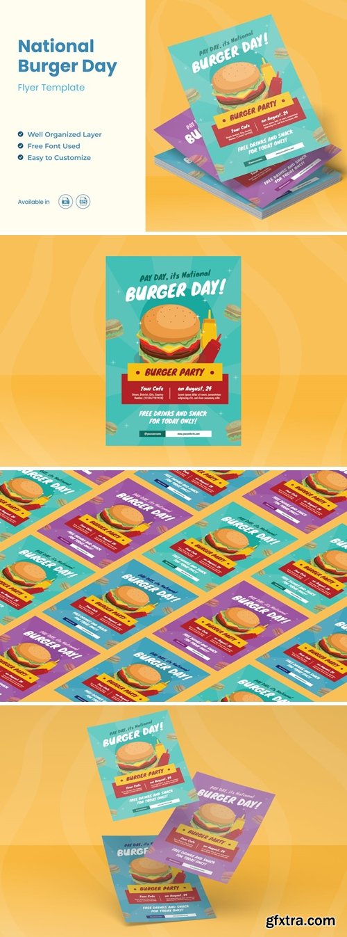National Burger Day Flyer Ai & EPS Template BNED8GW