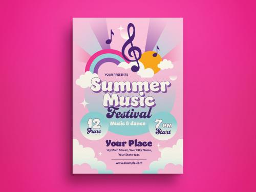 Pink Gradient Summer Music Festival Flyer Layout 593440960