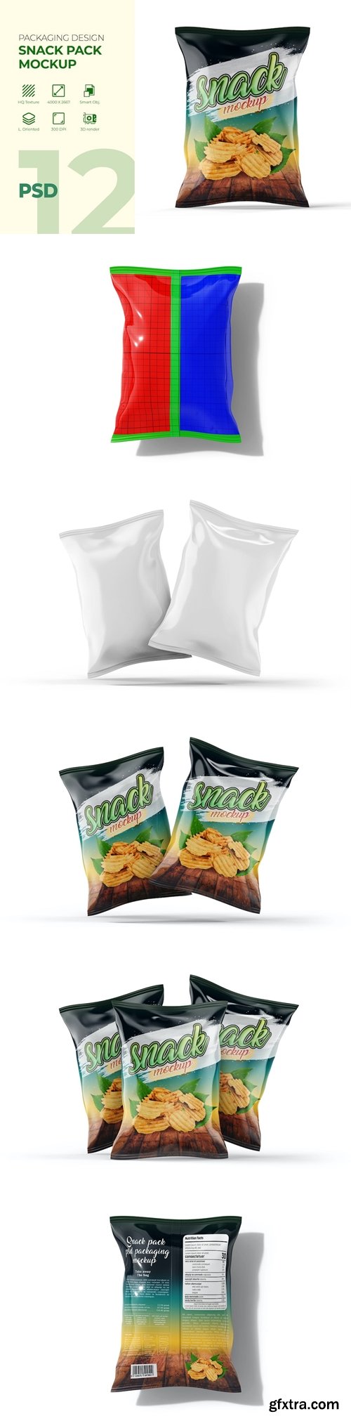Snack or Potato Chips Packaging Bag Pouch Mockup 6QTJCFS