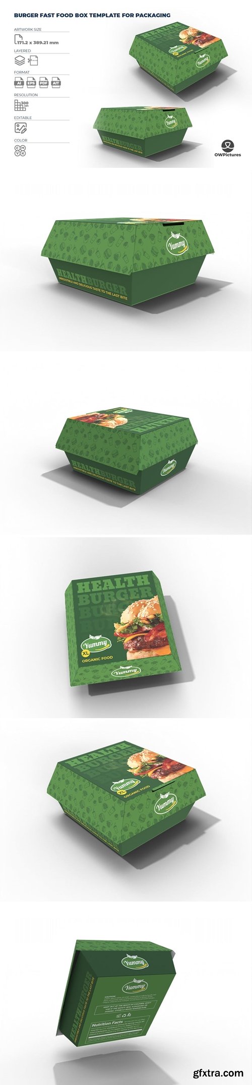 Burger Fast Food Box Template for Packaging 8AKALWU